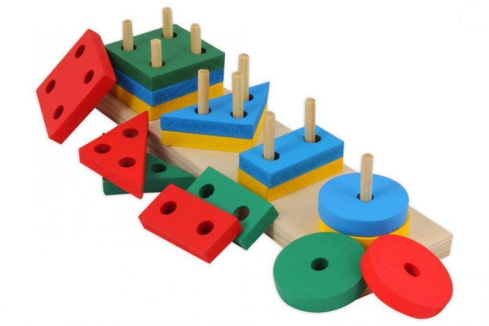 Joc de tip Montessori - Sortator cu 4 forme geometrice - Geometric Sorter [3]