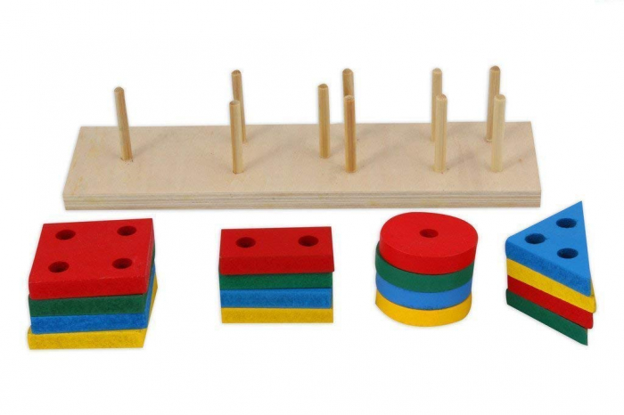 Joc de tip Montessori - Sortator cu 4 forme geometrice - Geometric Sorter [3]