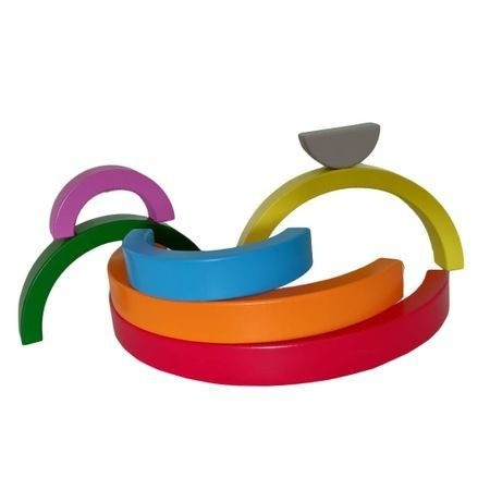 Jucărie Montessori din lemn CURCUBEU - Rainbow Building Blocks [2]