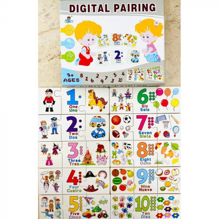 Joc educativ de asociere numere şi mulţimi de obiecte tip puzzle- Digital pairing [3]