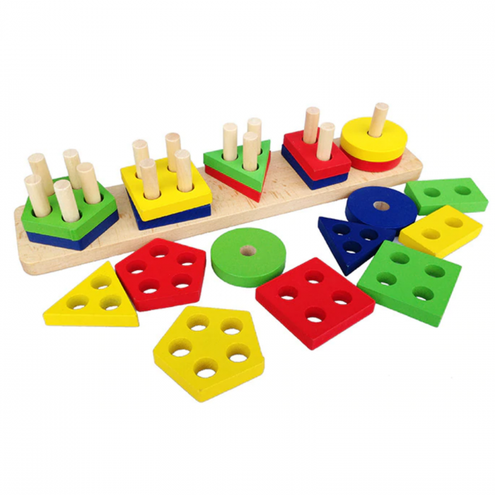 Joc de tip Montessori - Sortator cu 5 forme geometrice [3]