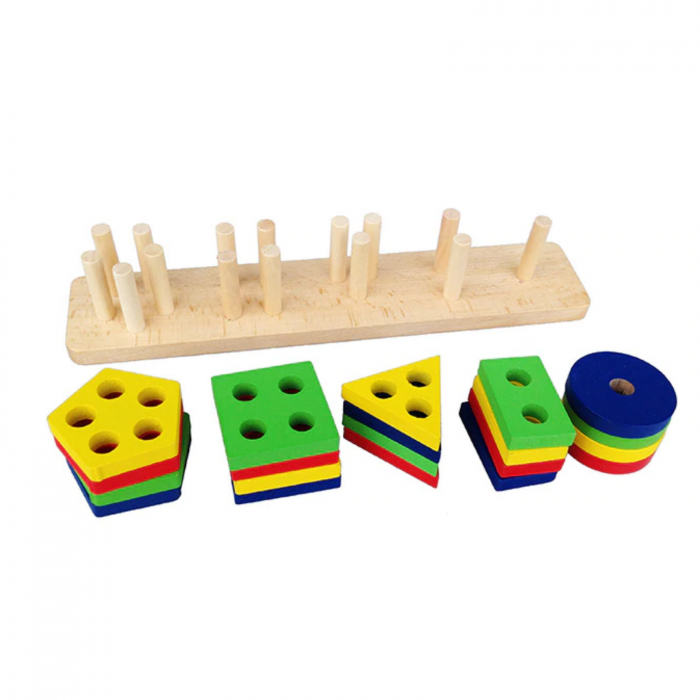 Joc de tip Montessori - Sortator cu 5 forme geometrice [4]