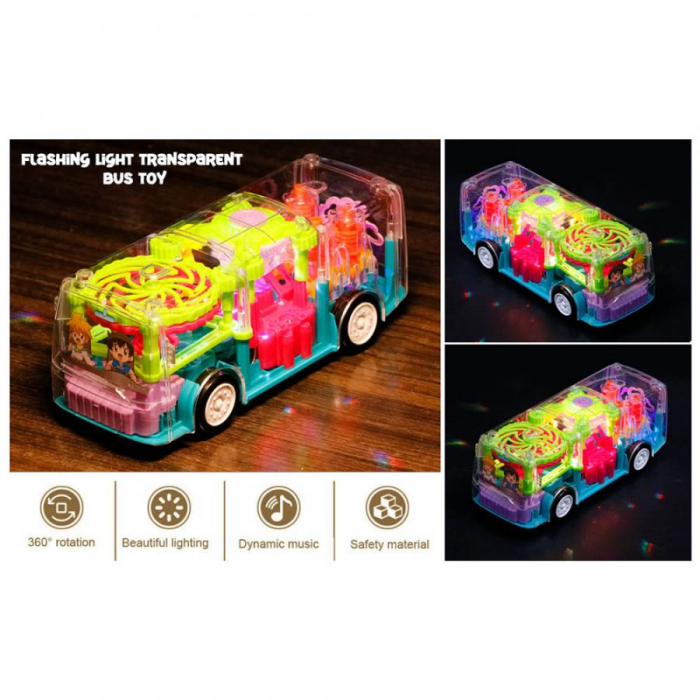 AUTOBUZ cu sunete şi lumini cu carcasă transparentă GEAR LIGHT BUS TRANSPARENT SHELL [2]
