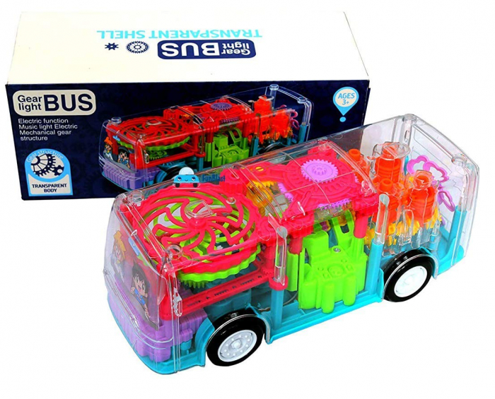 AUTOBUZ cu sunete şi lumini cu carcasă transparentă GEAR LIGHT BUS TRANSPARENT SHELL [6]