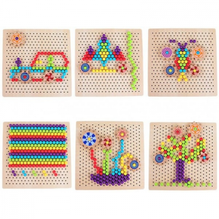 Joc creativ mozaic cu pioneze şi roţi zimţate - Mushroom pin gear jigsaw puzzle [6]