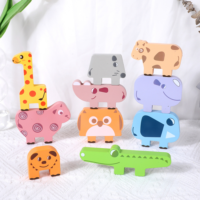 Joc de stivuit din lemn animale - Animal Stacking block game [4]