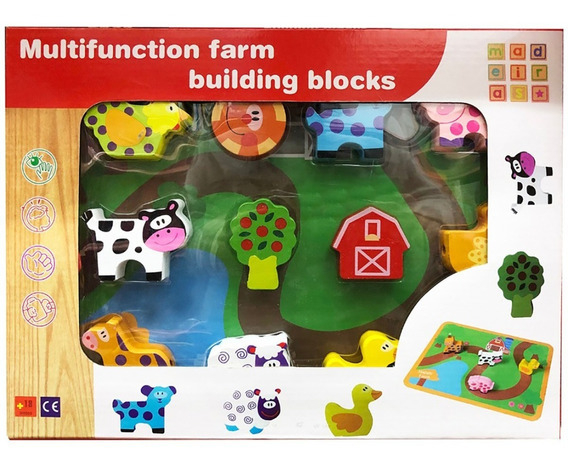 Joc de înşiruit din lemn FERMA - Multifunction farm building blocks [3]