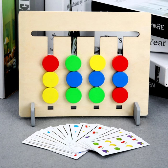 Joc Montessori de tip labirint de asociere și sortare culori si fructe - FOUR COLOR LOGIC GAME [2]