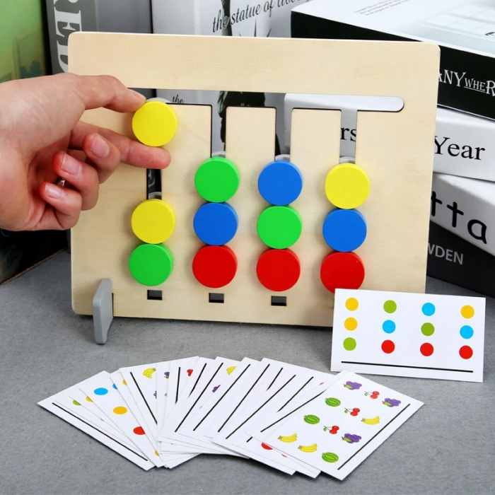 Joc Montessori de tip labirint de asociere și sortare culori si fructe - FOUR COLOR LOGIC GAME [3]