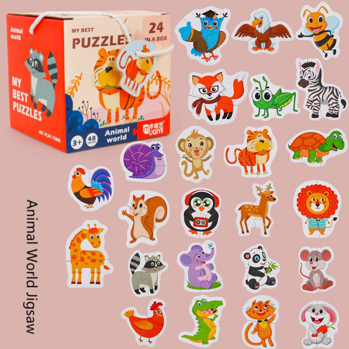 Set 24 puzzle din 2 bucăţi- LUMEA ANIMALELOR-MY BEST PUZZLES 24 IN A BOX ANIMAL WORLD [1]