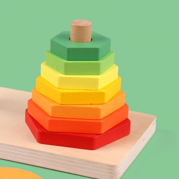 Jucărie de sortat şi stivuit 2 coloane SHAPE DOUBLE TOWER SLEEVE COLUMN [5]