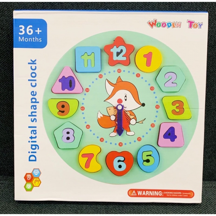 Puzzle din lemn ceas cu forme geometrice şi cifre incastre DIGITAL SHAPE CLOCK [3]