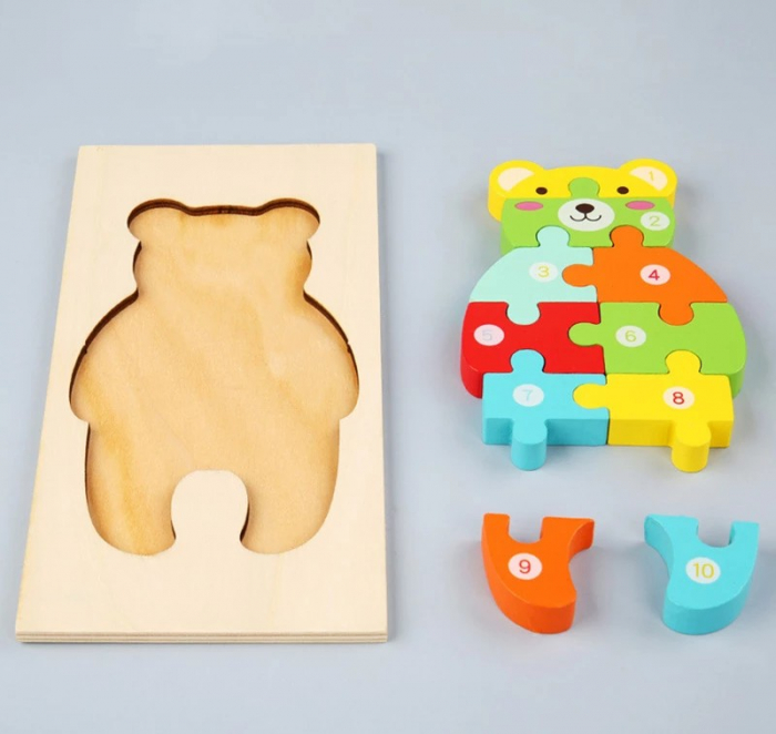 Puzzle incastru în relief din lemn URSULEŢ cu numere [2]