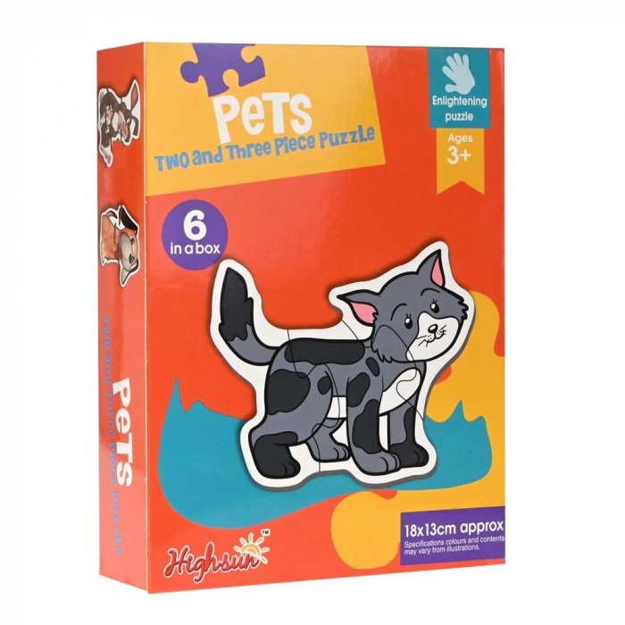 Set 6 puzzle piese mari ANIMALE DOMESTICE- Pets 6 in a box [2]