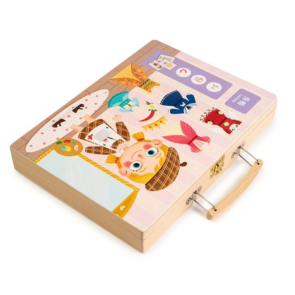 Gentuţă din lemn cu puzzle magnetic ÎMBRACĂ FATA [2]