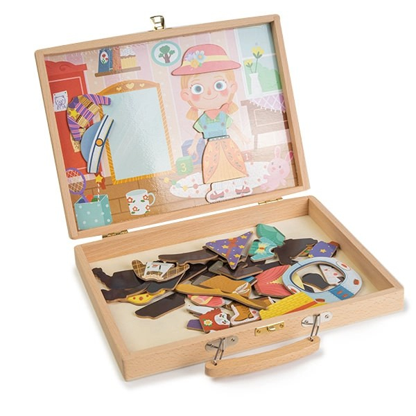 Gentuţă din lemn cu puzzle magnetic ÎMBRACĂ FATA [4]