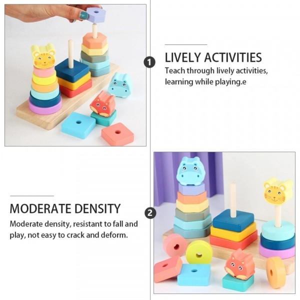 Jucărie de stivuit din lemn cu 3 coloane ANIMALE - Colorful animal set of pillars [4]