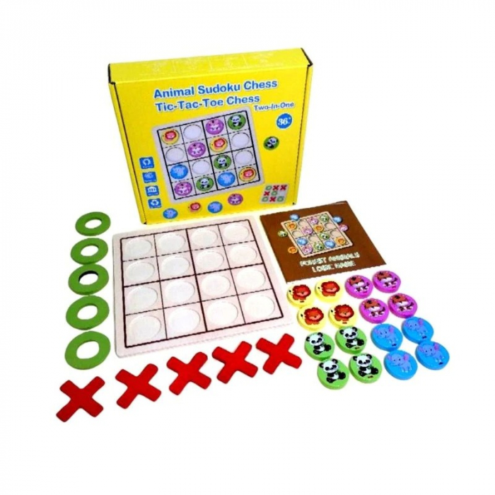 Joc 2 în 1 de logică - Sudoku animale şi X şi 0 - Animal Sudoku Chess/ Tic Tac Toe Chess [2]