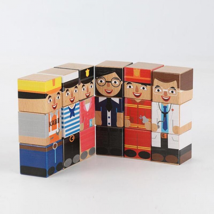 Cuburi din lemn tip puzzle MESERII [3]