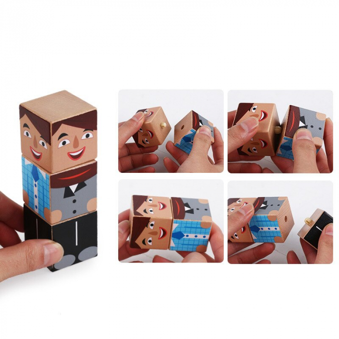 Cuburi din lemn tip puzzle MESERII [4]