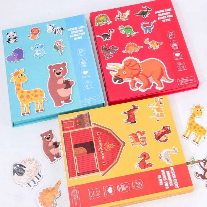 Joc magnetic 2 în 1 puzzle animale şi tablă de desenat FERMA - CORNFARM [3]