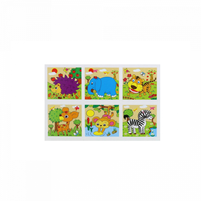 Set 9 cuburi din lemn cu puzzle animale din junglă [5]