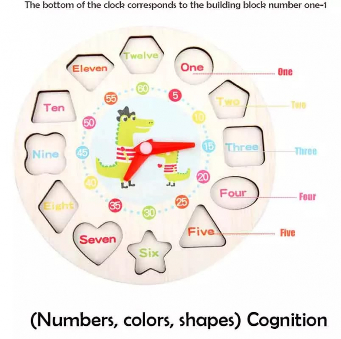 Ceas puzzle din lemn Montessori și jucărie de înșiruit SETON CLOCK [4]