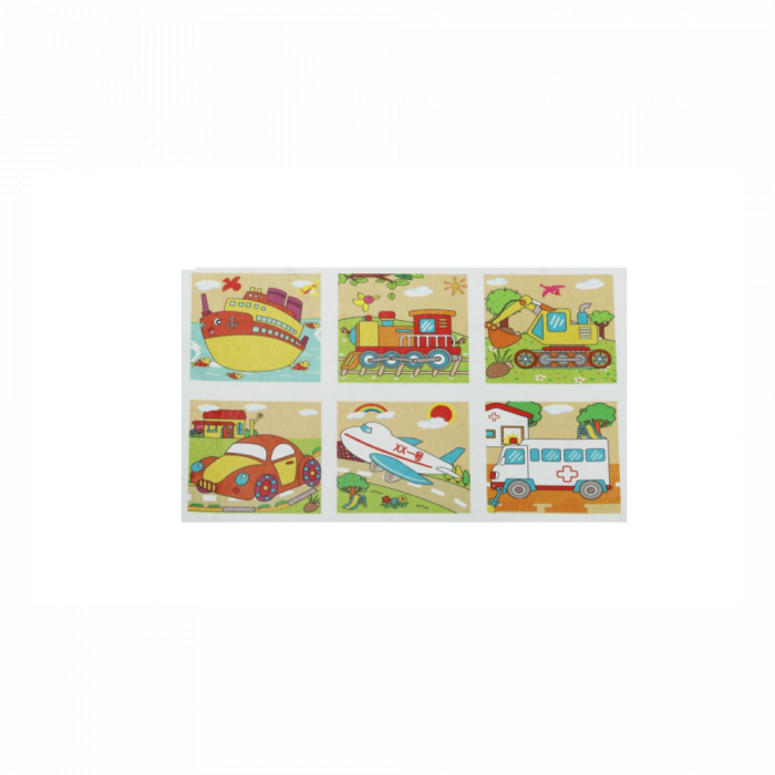 Set 9 cuburi din lemn cu puzzle mijloace de transport [4]
