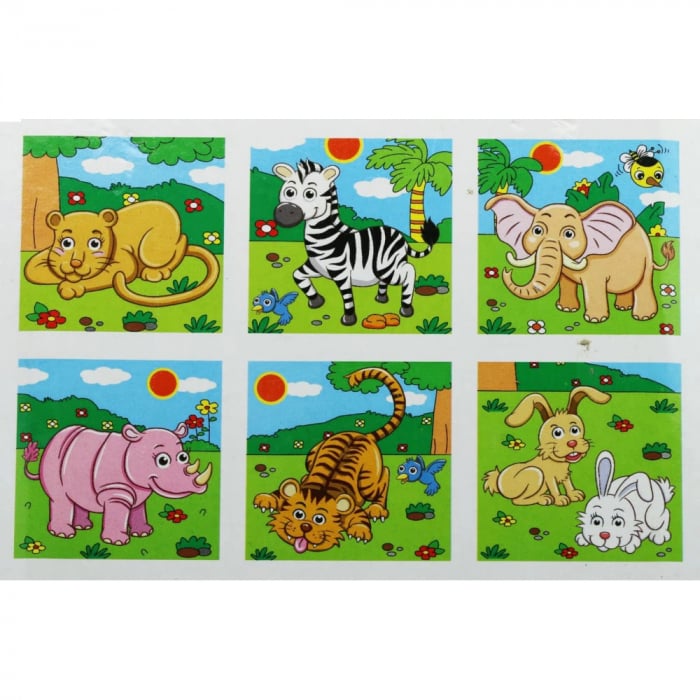 Set 9 cuburi din lemn cu puzzle animale sălbatice [2]