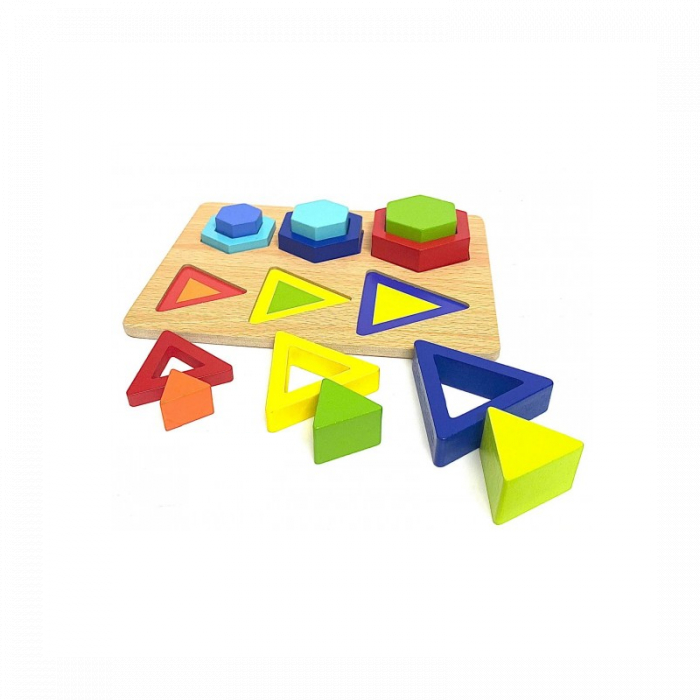 Puzzle incastru din lemn forme geometrice Shape building blocks [3]