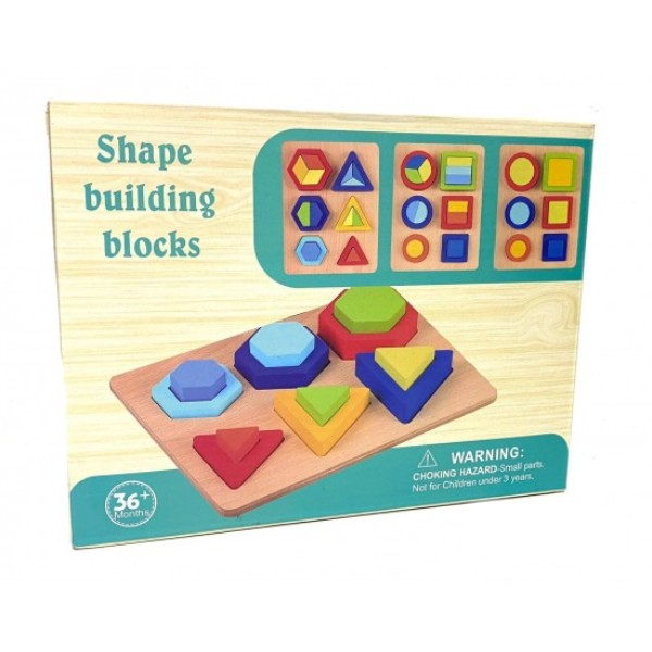 Puzzle incastru din lemn forme geometrice Shape building blocks [2]
