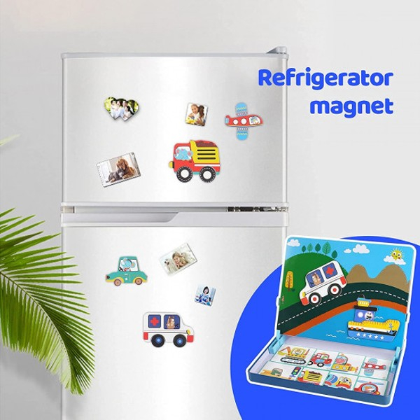 Set 2 in 1 puzzle magnetic in cutie metalica si tabla de scris MIJLOACE DE TRANSPORT [3]