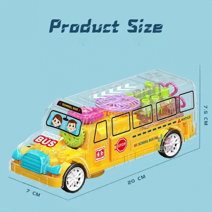 Autobuz scolar cu sunete şi lumini cu carcasă transparentă Gearwheel school bus [3]