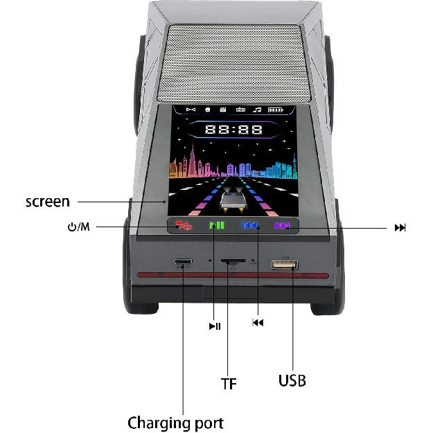 Boxa audio portabila cu bluetooth afisaj LED design replica TESLA camioneta 30 cm [4]