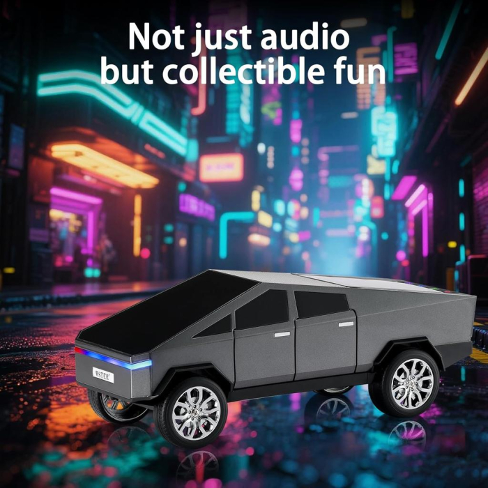 Boxa audio portabila cu bluetooth afisaj LED design replica TESLA camioneta 30 cm [8]