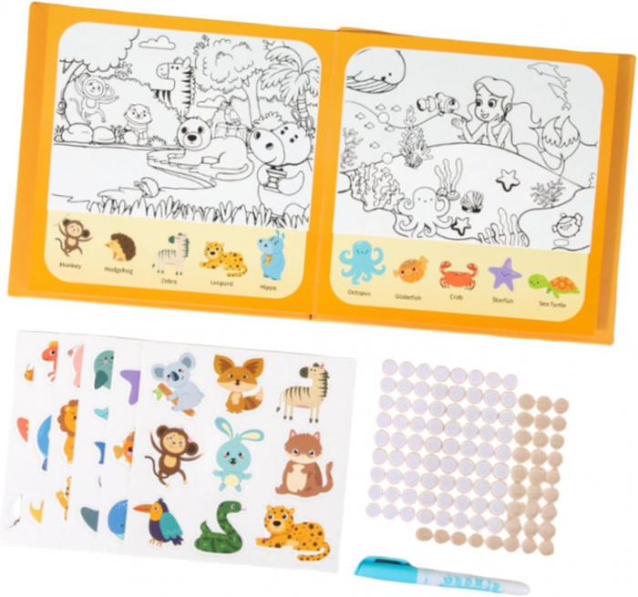 Carte de activitati cu stickere reutilizabile si colorat cu apa ANIMALE [1]