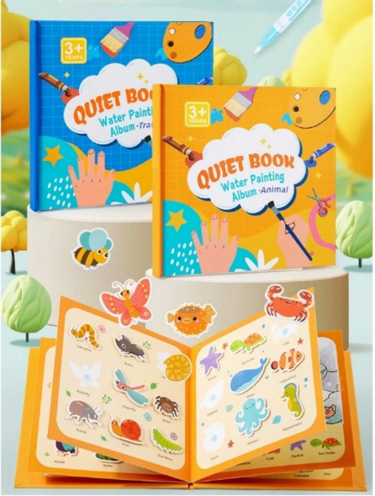 Carte de activitati cu stickere reutilizabile si colorat cu apa ANIMALE [8]