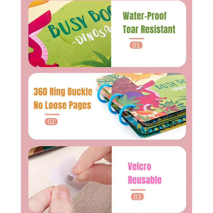 Carte de activitati Montessori cu carduri reutilizabile cu arici Busy book Ferma [5]