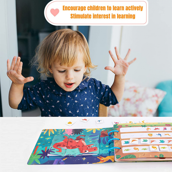 Carte de activitati Montessori cu carduri reutilizabile cu arici Busy book Ferma [6]