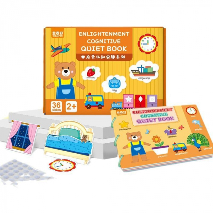 Carte de activitati Montessori cu carduri reutilizabile cu arici Quiet book [2]