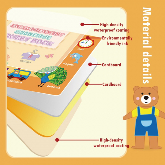 Carte de activitati Montessori cu carduri reutilizabile cu arici Quiet book [5]