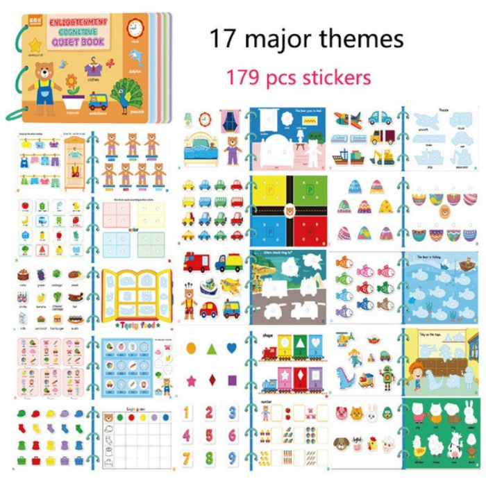 Carte de activitati Montessori cu carduri reutilizabile cu arici Quiet book [3]