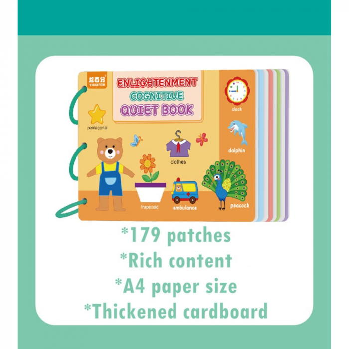 Carte de activitati Montessori cu carduri reutilizabile cu arici Quiet book [4]