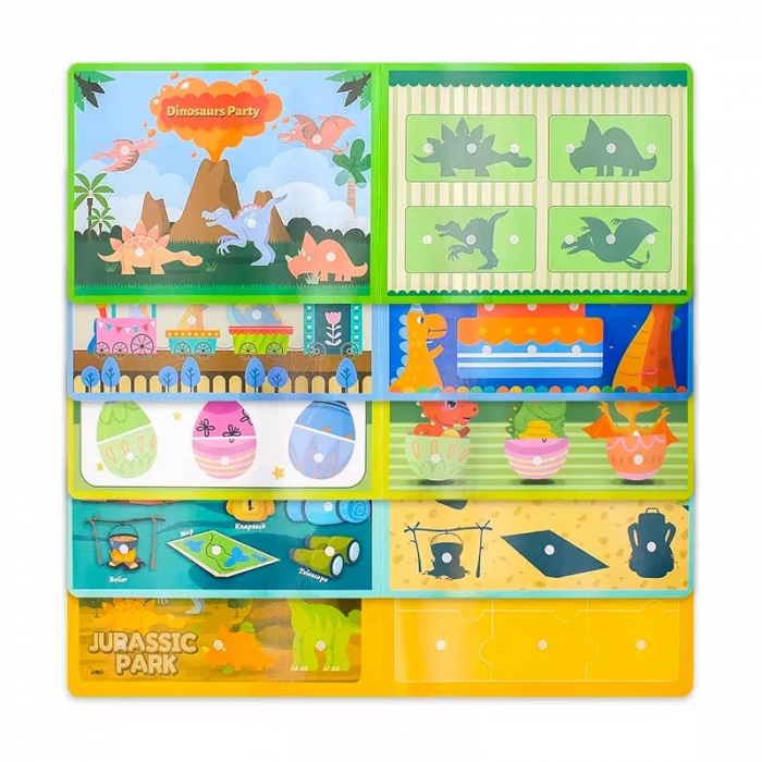 Carte de activitati Montessori cu carduri reutilizabile cu arici Quiet book DINOZAURI [2]