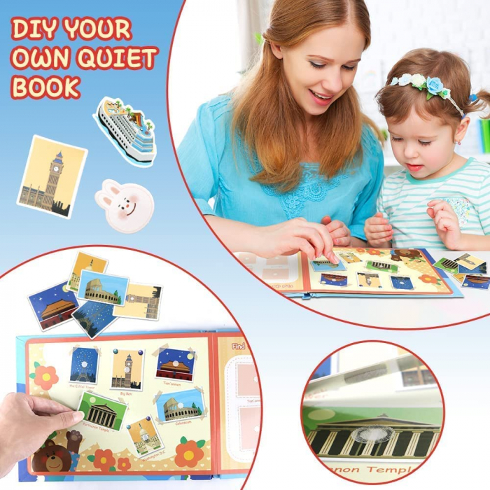 Carte de activitati Montessori cu carduri reutilizabile cu arici Quiet book IN JURUL LUMII [2]