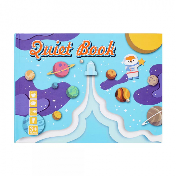 Carte de activitati Montessori cu carduri reutilizabile cu arici Quiet book SPATIUL COSMIC [2]
