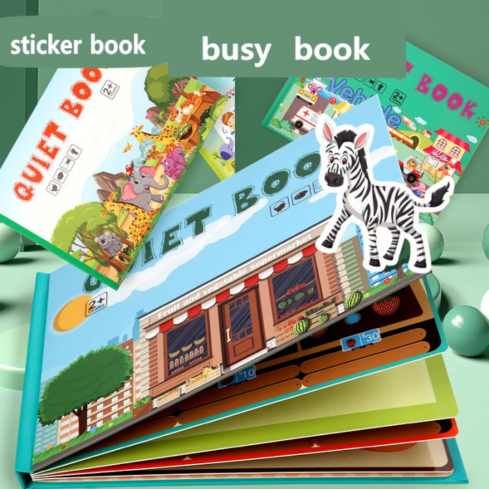 Carte de activitati Montessori cu carduri reutilizabile cu arici Quiet book SUPERMARKETUL DE FRUCTE SI LEGUME [2]