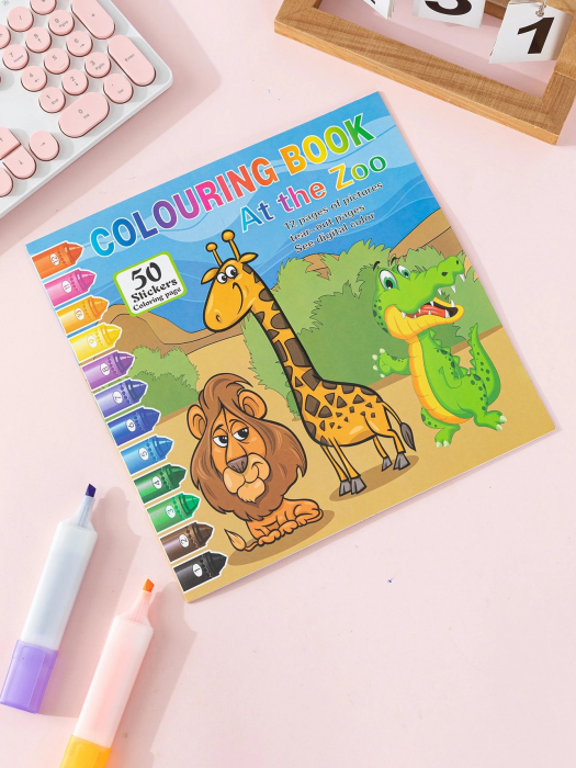 Carte de colorat COLOREAZA DUPA CODUL CULORILOR cu 50 de stickere incluse Animale de la Zoo [1]