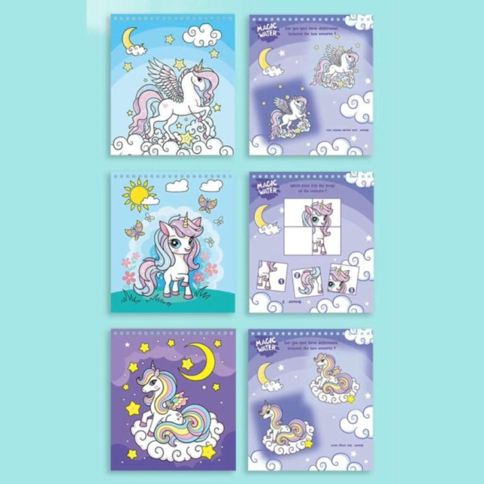 Carte de colorat cu apa Magic Water Unicorni 8 pagini [3]