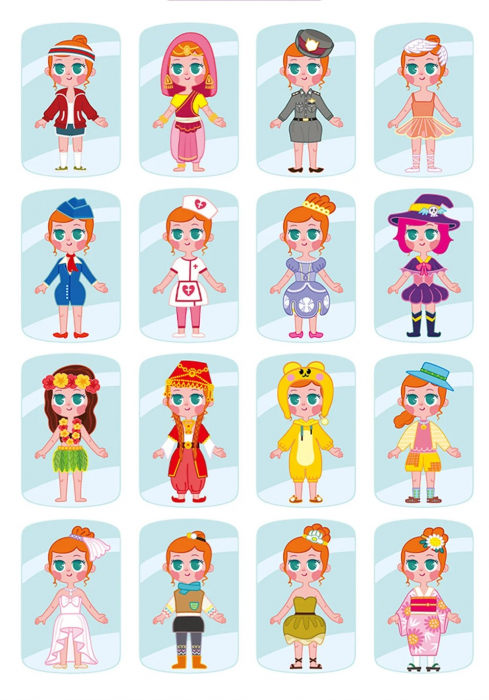Carte magnetica din lemn Imbraca fata Little girl changes clothes puzzle [6]